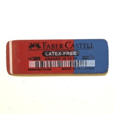 Ластик Faber-Castell Latex-Free, 56*20*7 мм, комби, синт. каучук, прямоуг/скошенный, красно-синий