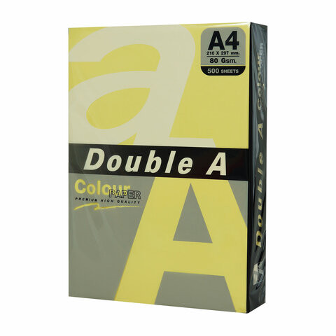 Бумага цветная DOUBLE A, А4, 80 г/м2, 500 л., пастель, желтая