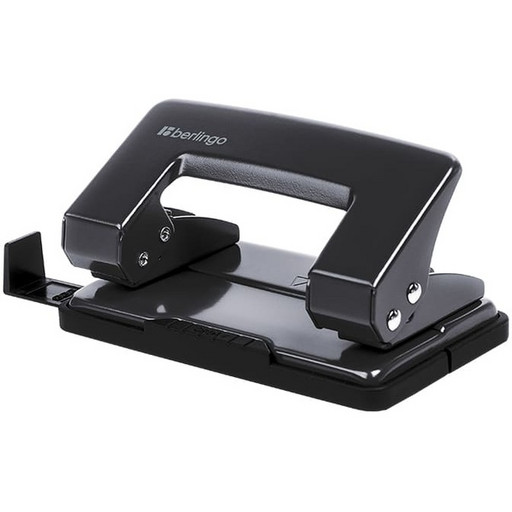 Дырокол на 10 л., 2 отв., металлический корпус, линейка, блокиратор, Berlingo Universal_черный_Акция!