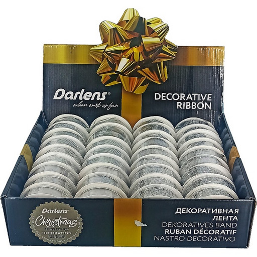 Лента упаковочная, Darlens, 2.5мм*27м, ассорти Акция!