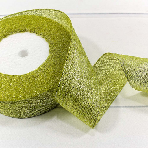 557-38/15 Лента парча с блеском 3,8 см*25 ярдов салатовый 1/6 1/108