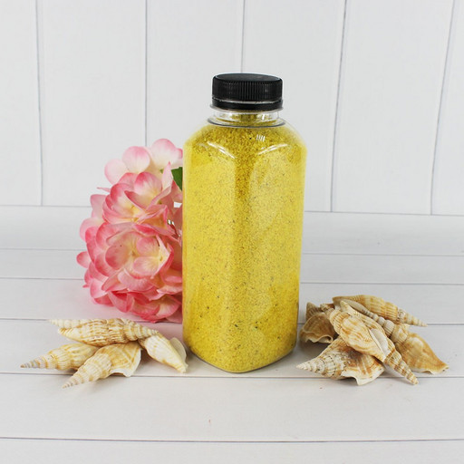 301527650A09 Песок цветной лимонный (кварцевая крошка, фракция 0,5-1 мм) вес: 650г объем: 400мл