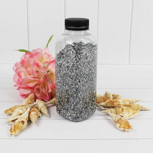 302137700A31 Грунт  цветной мелкий. Серебристый металлик  (фракция 2-4 мм) квадратная бутылка, вес: 700г объем: 400мл