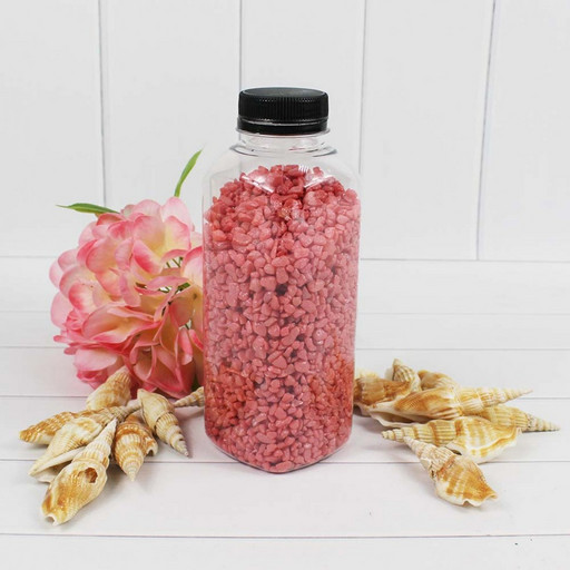 302137700A11 Грунт  цветной мелкий. Розовый  (фракция 2-4 мм) квадратная бутылка, вес: 700г объем: 400мл