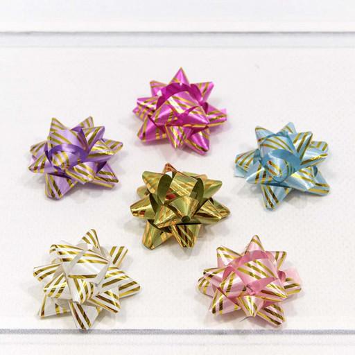 500566-38 Бант-звезда 3,8 см "Золотые полоски" (микс) 1/12 1/100 упак. 500566-38 Бант-звезда 3,8 см "Золотые полоски" (микс) 1/12 1/100 упак.