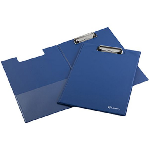 Папка-планшет с зажимом LAMARK, А4, картон/PVC, внутр. карман, пласт. уголки, европодвес, синяя