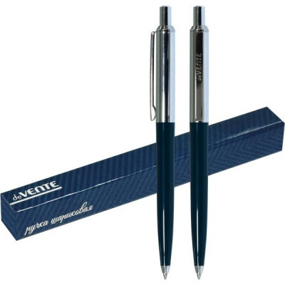 Ручка шариковая автоматическая 1,0 мм, синяя deVENTE, корпус темно-синий, хромированные элементы
