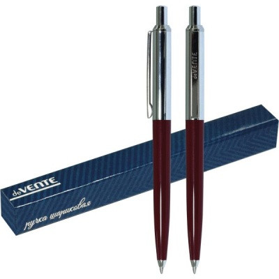 Ручка шариковая автоматическая 1,0 мм, синяя deVENTE, корпус темно-красный, хромированные элементы