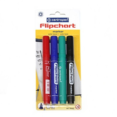 Набор маркеров Flipchart 2,5 мм, 4 цвета Centropen, пулевидный ПУ