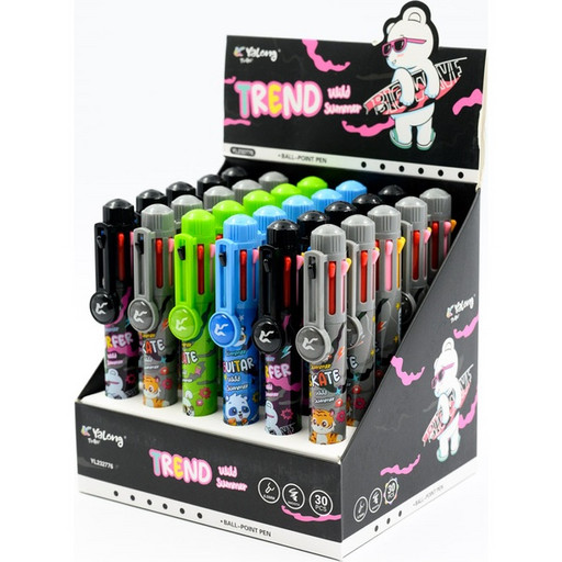 Ручка шариковая автомат., 8-цветная, Ø 0.5 мм, Yalong Trend_4 дизайна