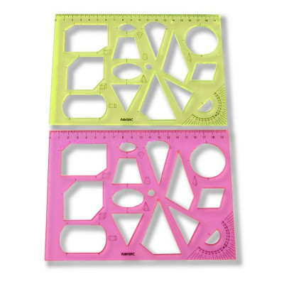 Трафарет-линейка-транспортир 19.5 см, 13 элементов, пластик, ассорти, РАНТИС Сечение Трафарет-линейка-транспортир 19.5 см, 13 элементов, пластик, ассорти, РАНТИС Сечение