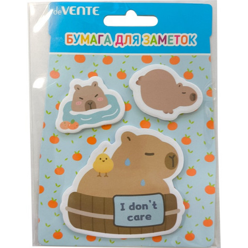 Бумага для заметок с клеевым краем, 40*40 мм,70*70 мм, 60 л, 80 г/м², deVENTE Capybara&Bath