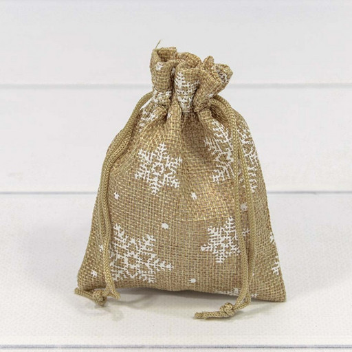 000807I/2 Мешочки из искусственного льна 9*12 с рисунком "Снежинки" 1/50 1/2000