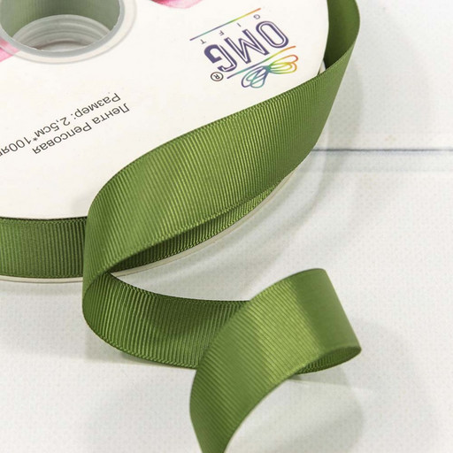 563-25/108 Лента Репсовая 2,5см*100ярд Тёмно-оливковый 1/13 1/52