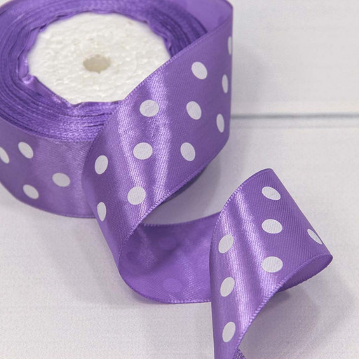 560-38/21 Лента Атласная Горох 3,8см*25ярд Лавандовый 1/5 1/200