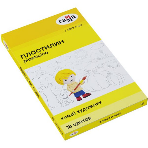 Пластилин классический ГАММА Юный художник, 18 цветов, 252 г, стек в комплекте, к/уп.