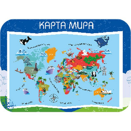 Покрытие настольное детское ПЧЕЛКА Карта мира, 64*43 см, пластик
