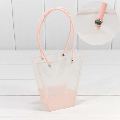 000175G Пакет пластиковый "Ваза для цветов" 16*16*8 Розовый 1/10 1/300