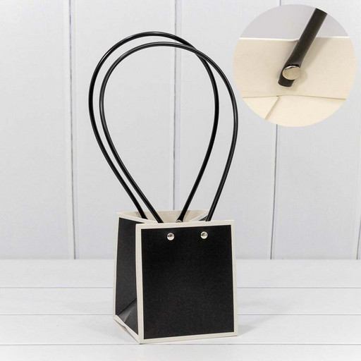 000171F/18 Пакет подарочный "Ваза для цветов" 13*11,5*11,5 Чёрный/Белый 1/10 1/150