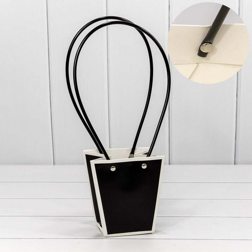 000171H/18 Пакет подарочный "Ваза для цветов" 12,5*12*8 Чёрный/Белый 1/10 1/200