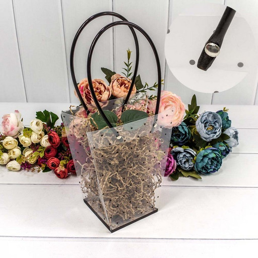 000173A/1 Пакет пластиковый "Ваза для цветов" Чёрный 28,5*42,5*14 1/10 1/200