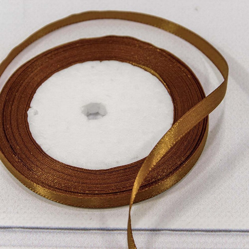 562-6/158 Лента Атласная Сатин 0,6см*25 ярд Золотисто-коричневый 1/10 1/1200