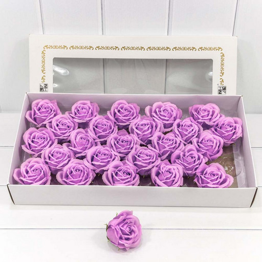 420053/3 Декоративный цветок-мыло "Большая роза" Сиреневый 6,5*7 25шт. 1/20