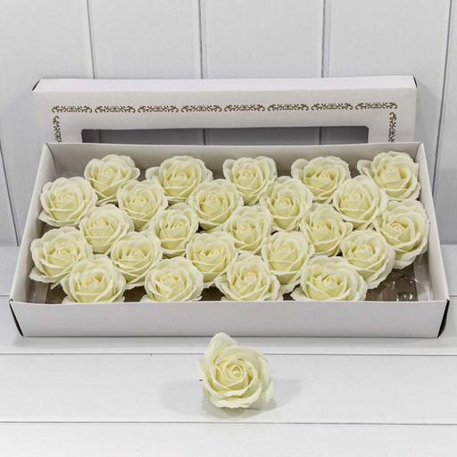 420053/19 Декоративный цветок-мыло "Большая роза" Шампань 6,5*7 25шт. 1/20