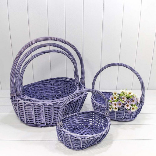420170/7 Корзины плетёные Овальные Набор 1/5 48*40*17/48 (±5%) с ручкой Сиреневый 1/12