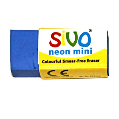 Ластик SIVO Neon mini, 30*15*10 мм, в к/обертке, прямоуг., 5 цв. ассорти