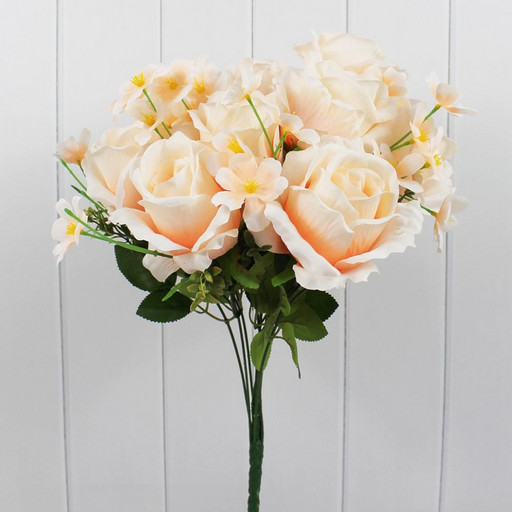 303-10-300/01 Искусственные цветы Розы 10 цветов Персиковый 45 см 1/1