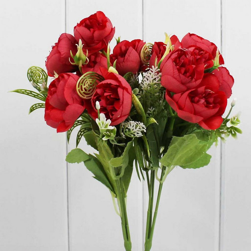 303-02-797/04 Искусственные цветы Букет розы пионов.пастель Красный 35 см 1/1