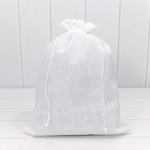 000809A/5 Мешочки из искусственного льна 30*40 см однотонные белый 1/20 1/300