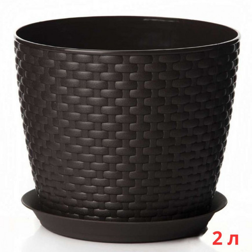 М3081/3 Кашпо РОТАНГ D155мм 2л с поддоном коричневый ротанг