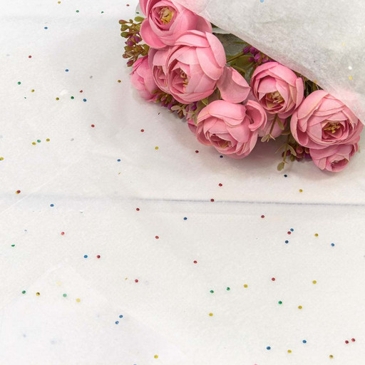 000101/1 Бумага в листах "Тишью" 50*66 (10 шт.) с блёстками Белый 1/250