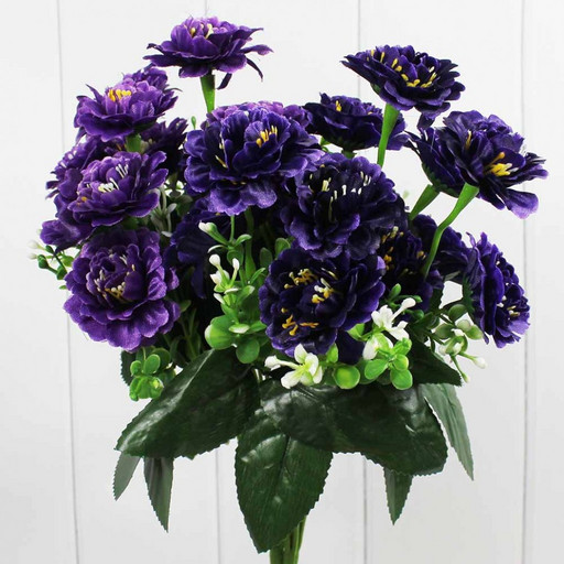 303-02-121/02 Искусственные цветы Фиолетовый Ветка гвоздики 35 см 1/2