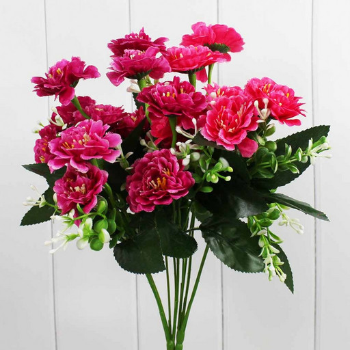 303-02-121/03 Искусственные цветы Ярко-розовый Ветка гвоздики 35 см 1/2