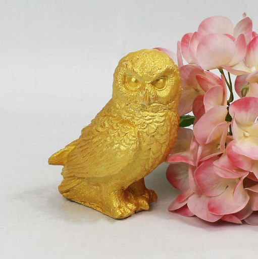 100122084030 МУДРАЯ СОВА Гипсовая фигурка, золото H-100мм D-75*55мм
