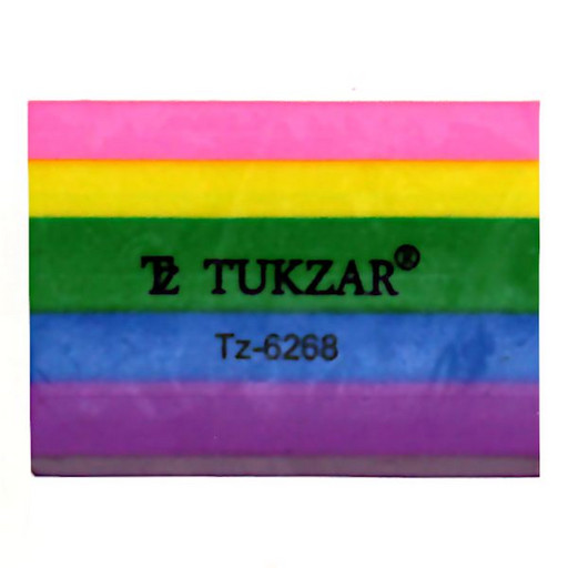Ластик Tukzar Rainbow, 45*30*10 мм, полимер, прямоугольный, многоцветный