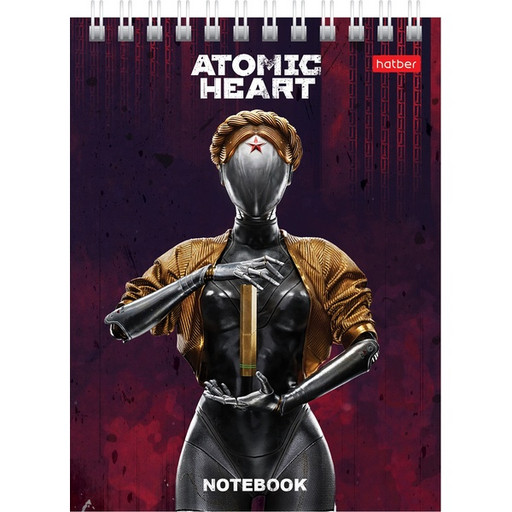 Блокнот на гребне А6, 40 л., клетка, 65 г/м2, Hatber Atomic Heart_6 дизайнов