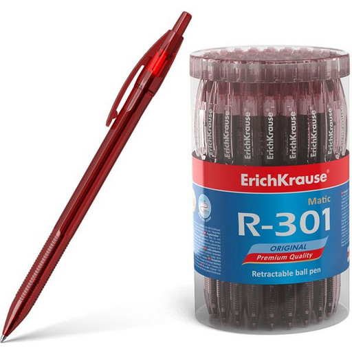 Ручка шариковая автоматическая 0,7 мм красная ErichKrause Original Matic, полупрозрачный тонированный корпус