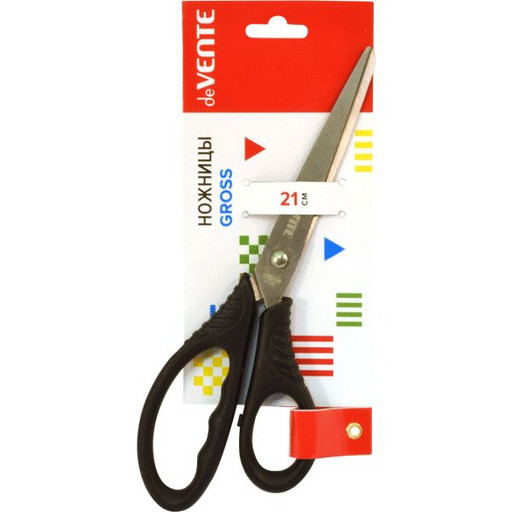 Ножницы 210 мм, эргономичные, пластик. кольца, черные, deVENTE Gross
