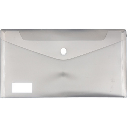 Папка-конверт на кнопке, Travel-size (DL), PP 300 мкм, прозрачная, deVENTE