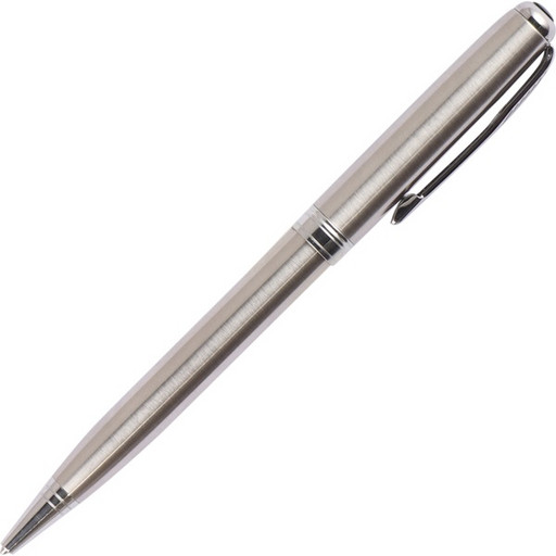 Ручка шариковая подарочная FIORENZO поворотный механизм,  цвет корпуса серебряный, синяя в картонном футляре