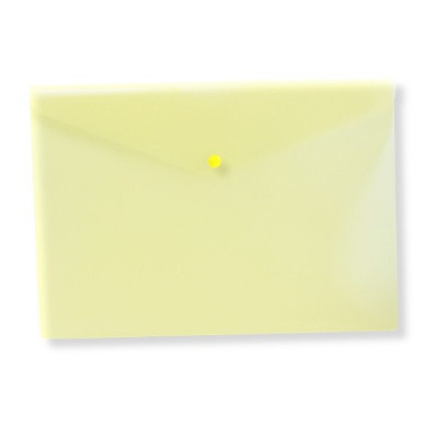 Папка-конверт на кнопке А4 180 мкм Бюрократ, полупрозрачная, желтая