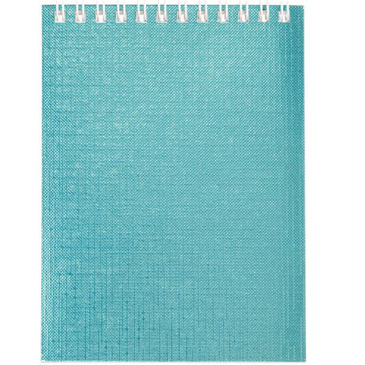 Блокнот на гребне А6, 40 л., клетка, 60 г/м², обл. бумвинил, тисн. "сатин", Hatber Metallic_мята