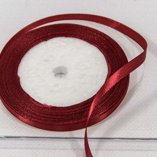 562-6/86 Лента Атласная Сатин 0,6см*25 ярд Тёмный красный 1/10 1/1200