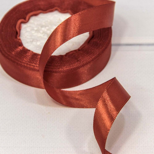 562-15/139 Лента Атласная Сатин 1,5см*25ярд Коричнево-красный 1/10 1/600