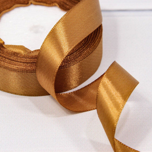 562-20/158 Лента Атласная Сатин 2см*25ярд Золотисто-коричневый 1/10 1/400