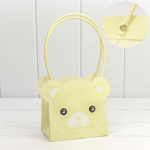 000176GA/29 Пакет подарочный "Ваза для цветов" 14,5*10*14,5 "Мишка" Бежевый 1/10 1/150